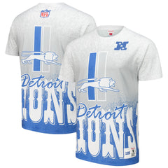 Detroit Lions Team Burst Vintage Logo T-Shirt - White - Mitchell & Ness