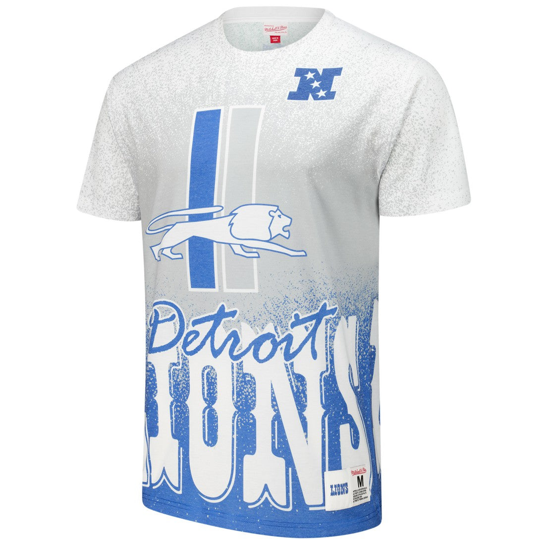Detroit Lions Team Burst Vintage Logo T-Shirt - White - Mitchell & Ness