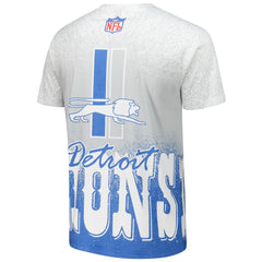 Detroit Lions Team Burst Vintage Logo T-Shirt - White - Mitchell & Ness
