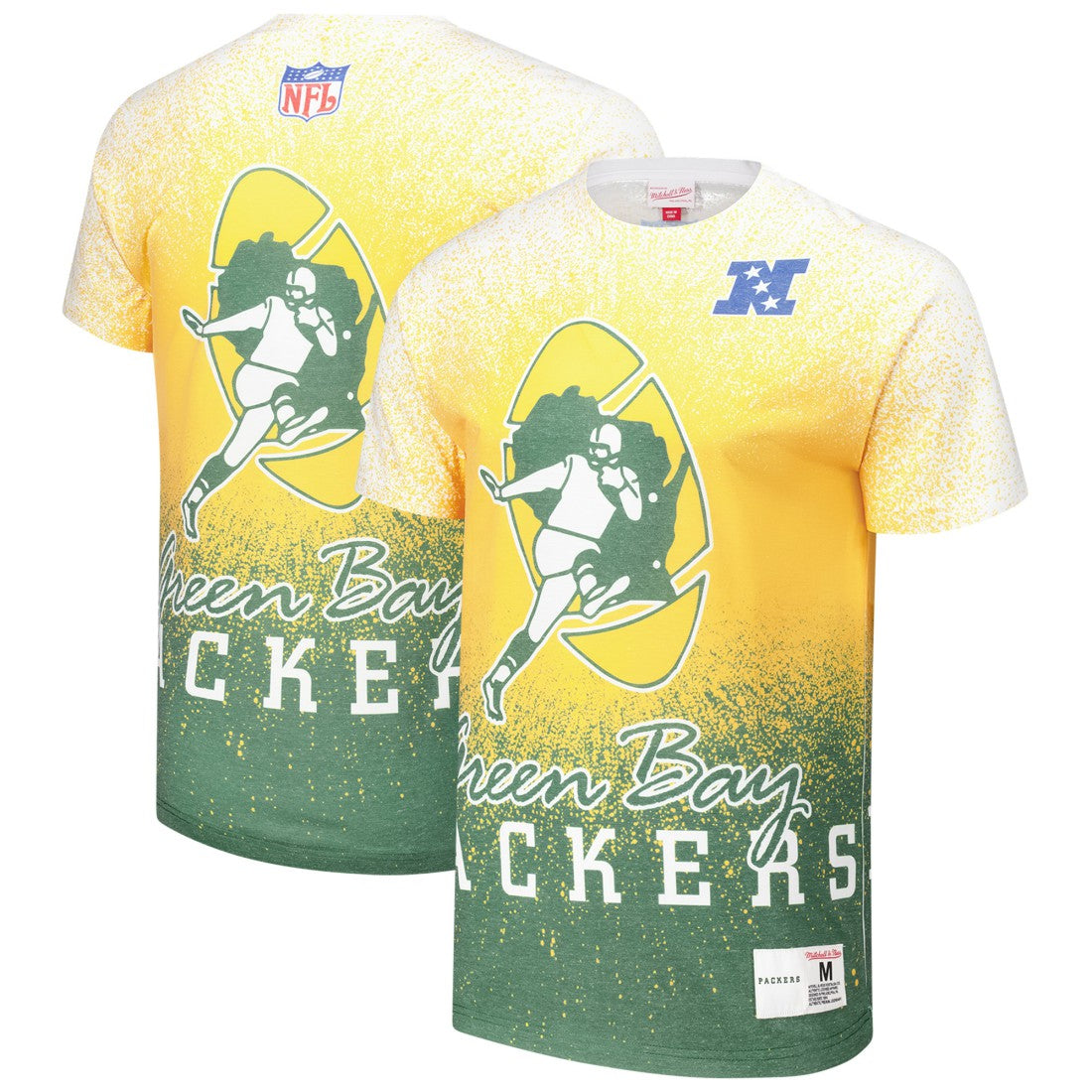 Green Bay Packers Team Burst Vintage Logo T-Shirt - White - Mitchell & Ness