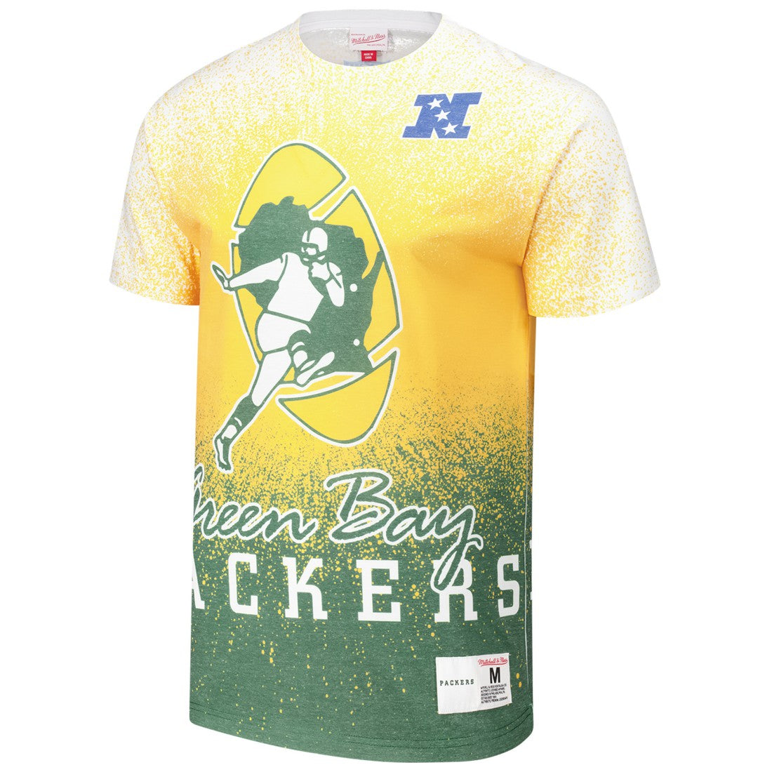 Green Bay Packers Team Burst Vintage Logo T-Shirt - White - Mitchell & Ness