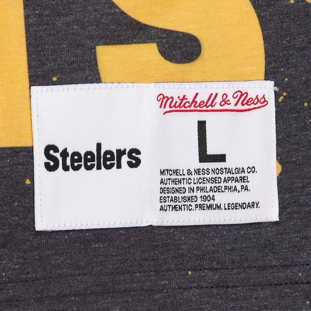 Pittsburgh Steelers Team Burst Vintage Logo T-Shirt - White - Mitchell & Ness