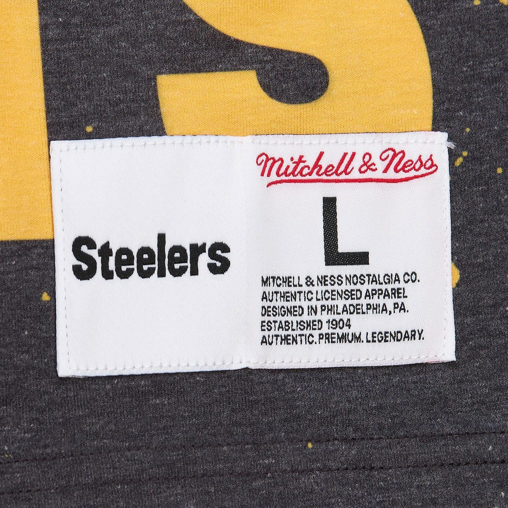 Pittsburgh Steelers Team Burst Vintage Logo T-Shirt - White - Mitchell & Ness