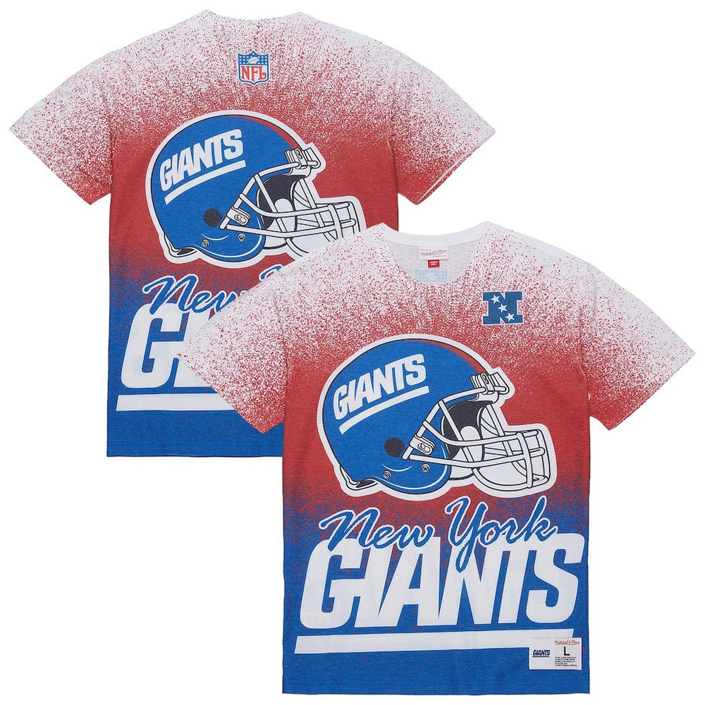 New York Giants Team Burst Vintage Logo T-Shirt - White - Mitchell & Ness