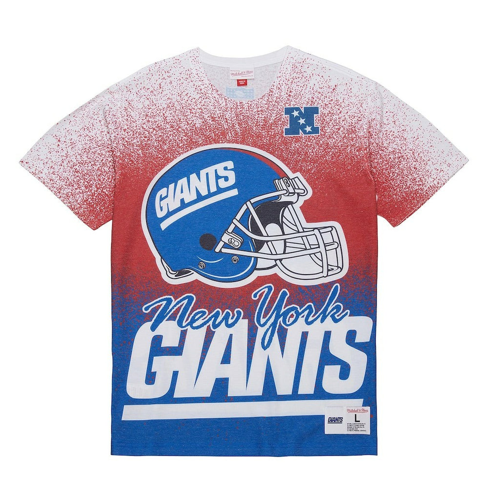 New York Giants Team Burst Vintage Logo T-Shirt - White - Mitchell & Ness
