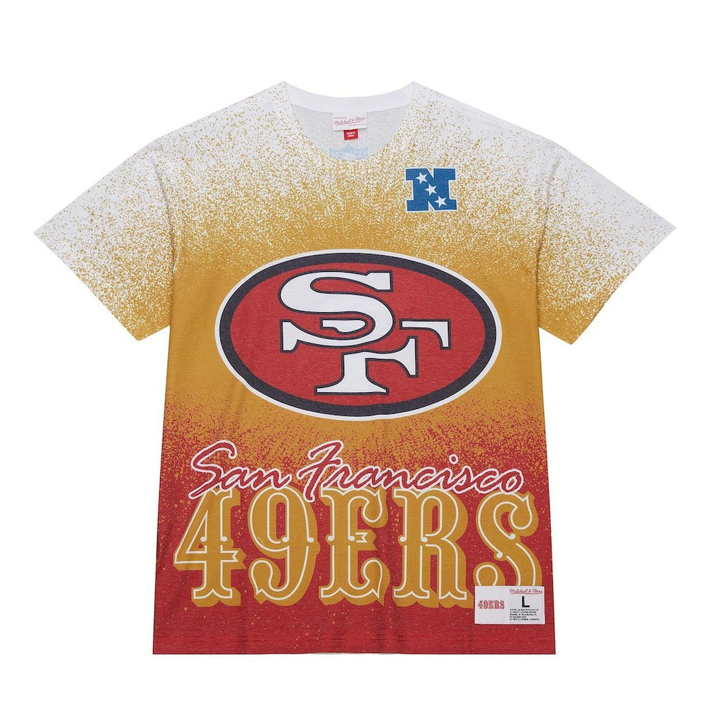 San Francisco 49ers Team Burst Vintage Logo T-Shirt - White - Mitchell & Ness