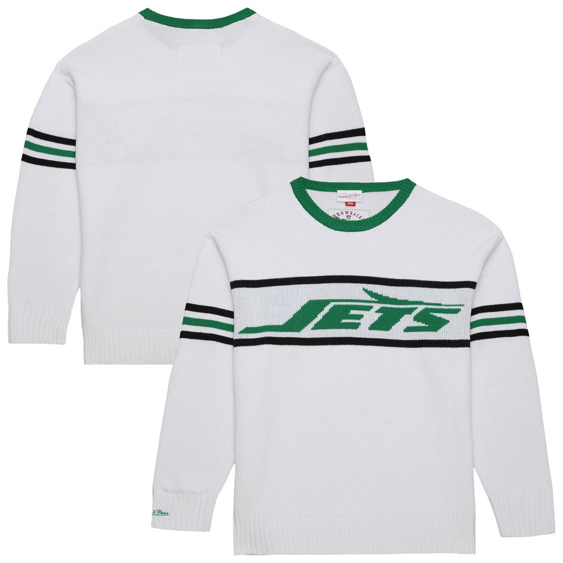 New York Jets Throwback 1984 Pullover Sweater - White - Mitchell & Ness