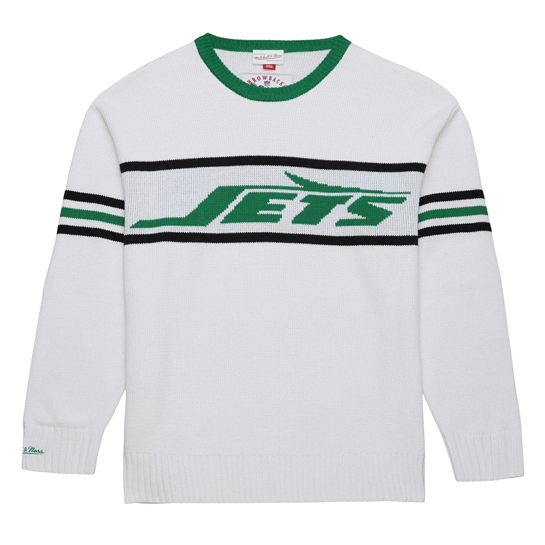 New York Jets Throwback 1984 Pullover Sweater - White - Mitchell & Ness