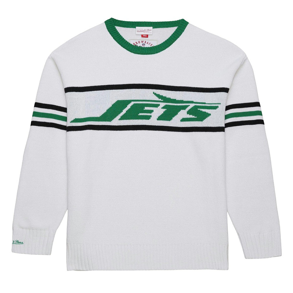 New York Jets Throwback 1984 Pullover Sweater - White - Mitchell & Ness
