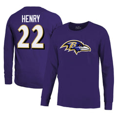 Derrick Henry Baltimore Ravens Majestic Threads Name & Number Long Sleeve T-Shirt - Purple - NFL