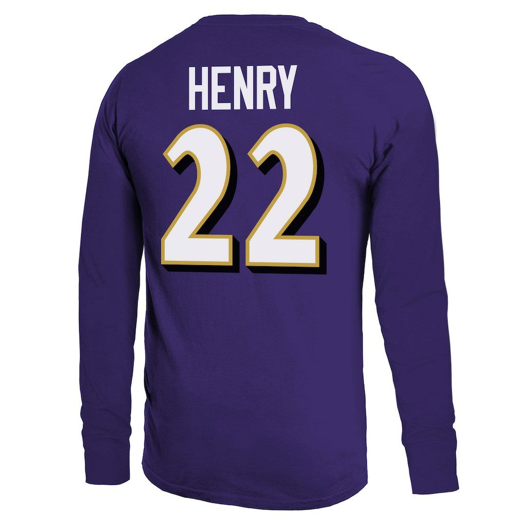 Derrick Henry Baltimore Ravens Majestic Threads Name & Number Long Sleeve T-Shirt - Purple - NFL