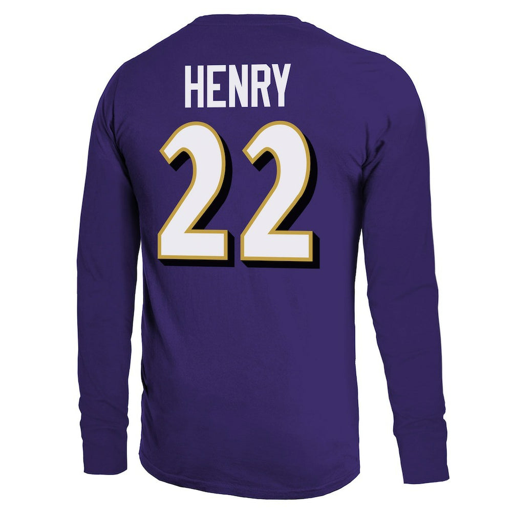 Derrick Henry Baltimore Ravens Majestic Threads Name & Number Long Sleeve T-Shirt - Purple - NFL