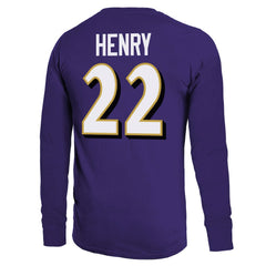 Derrick Henry Baltimore Ravens Majestic Threads Name & Number Long Sleeve T-Shirt - Purple - NFL