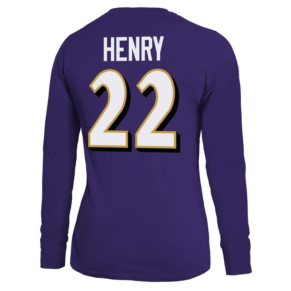 Derrick Henry Baltimore Ravens Majestic Threads Women's Name & Number Long Sleeve T-Shirt - Purple - NFL