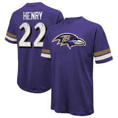 Derrick Henry Baltimore Ravens Majestic Threads Name & Number Oversized T-Shirt - Purple - NFL