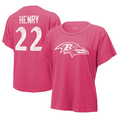 Derrick Henry Baltimore Ravens Majestic Threads Women's Name & Number T-Shirt - Pink - NFL