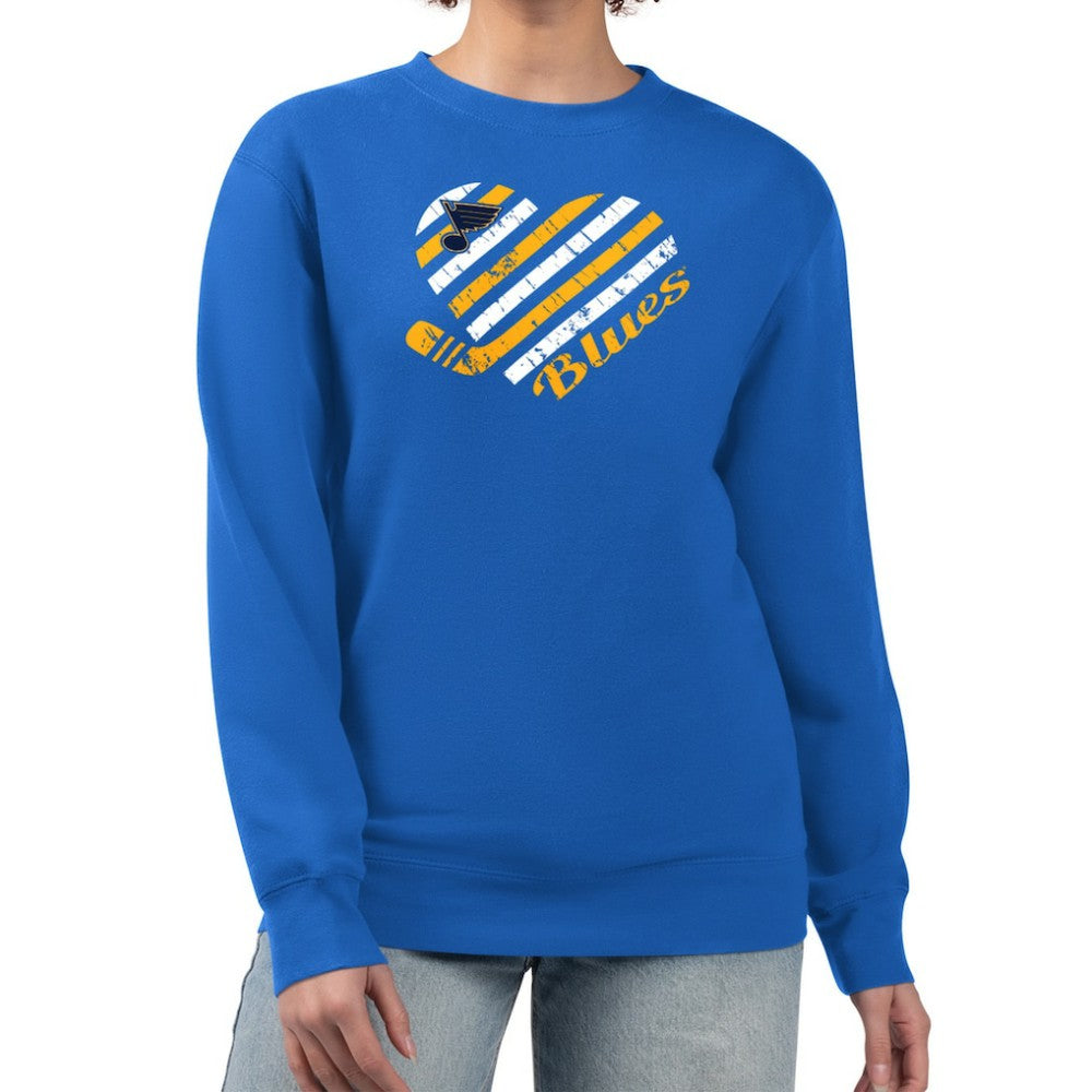 St. Louis Blues G-III 4Her by Carl Banks Women's Heart Graphic Pullover Sweatshirt - Blue | NHL Lifestyle