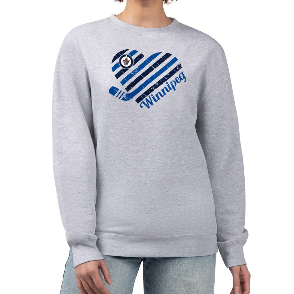 Winnipeg Jets G-III 4Her by Carl Banks Women's Heart Graphic Pullover Sweatshirt - Heather Gray | NHL discount