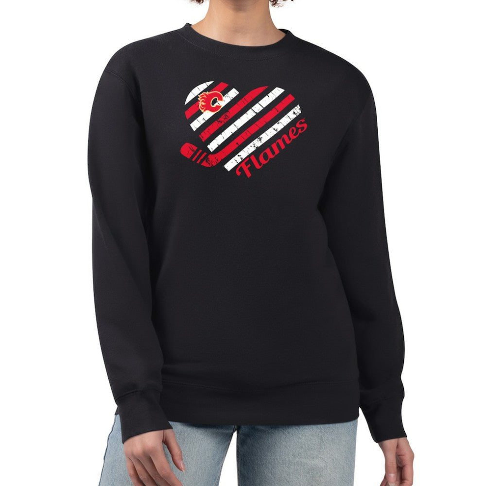 Calgary Flames G-III 4Her by Carl Banks Women's Heart Graphic Pullover Sweatshirt - Black | NHL sale