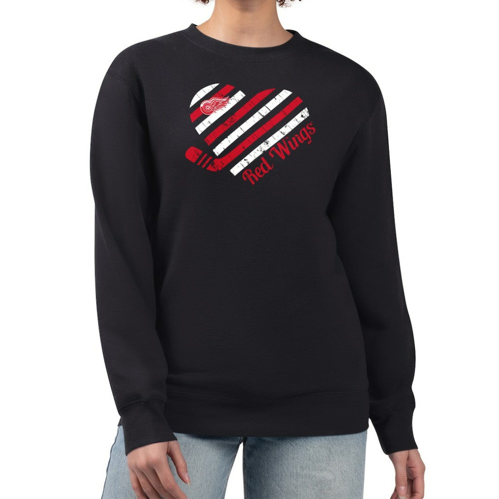 Detroit Red Wings G-III 4Her by Carl Banks Women's Heart Graphic Pullover Sweatshirt - Black | NHL on sale