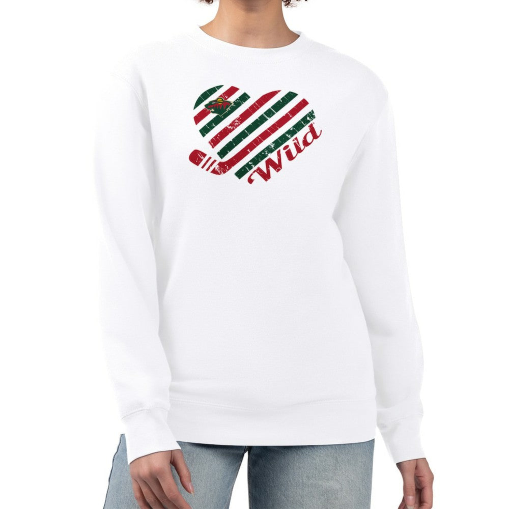 Minnesota Wild G-III 4Her by Carl Banks Women's Heart Graphic Pullover Sweatshirt - White | NHL on sale