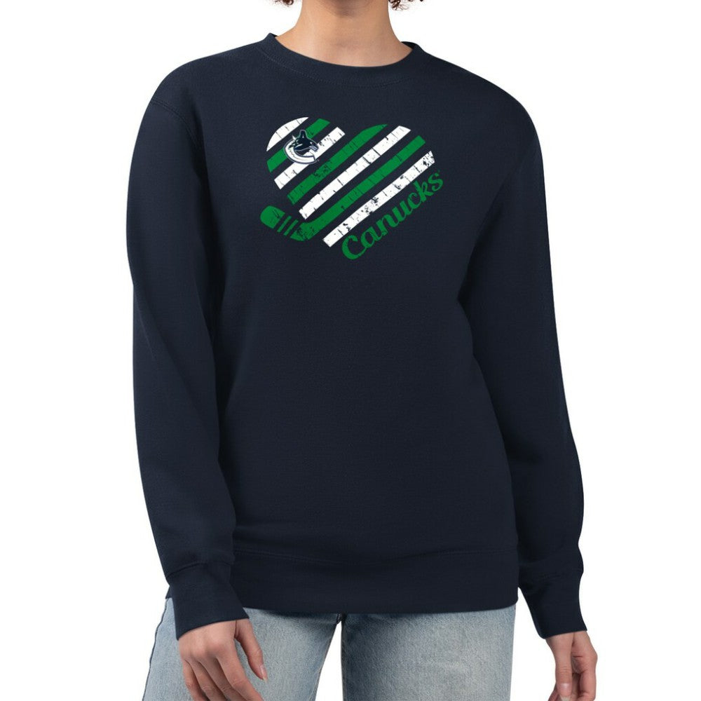 Vancouver Canucks G-III 4Her by Carl Banks Women's Heart Graphic Pullover Sweatshirt - Navy | NHL sale