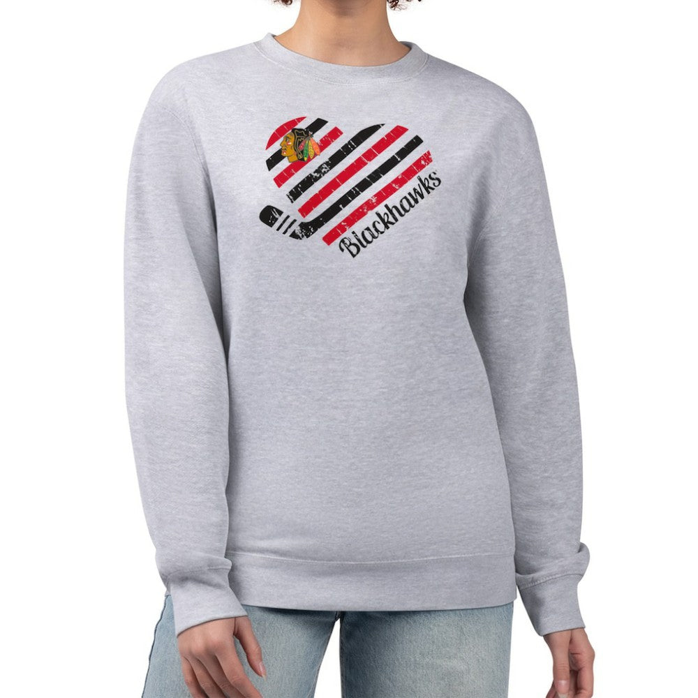Chicago Blackhawks G-III 4Her by Carl Banks Women's Heart Graphic Pullover Sweatshirt - Heather Gray | NHL near me