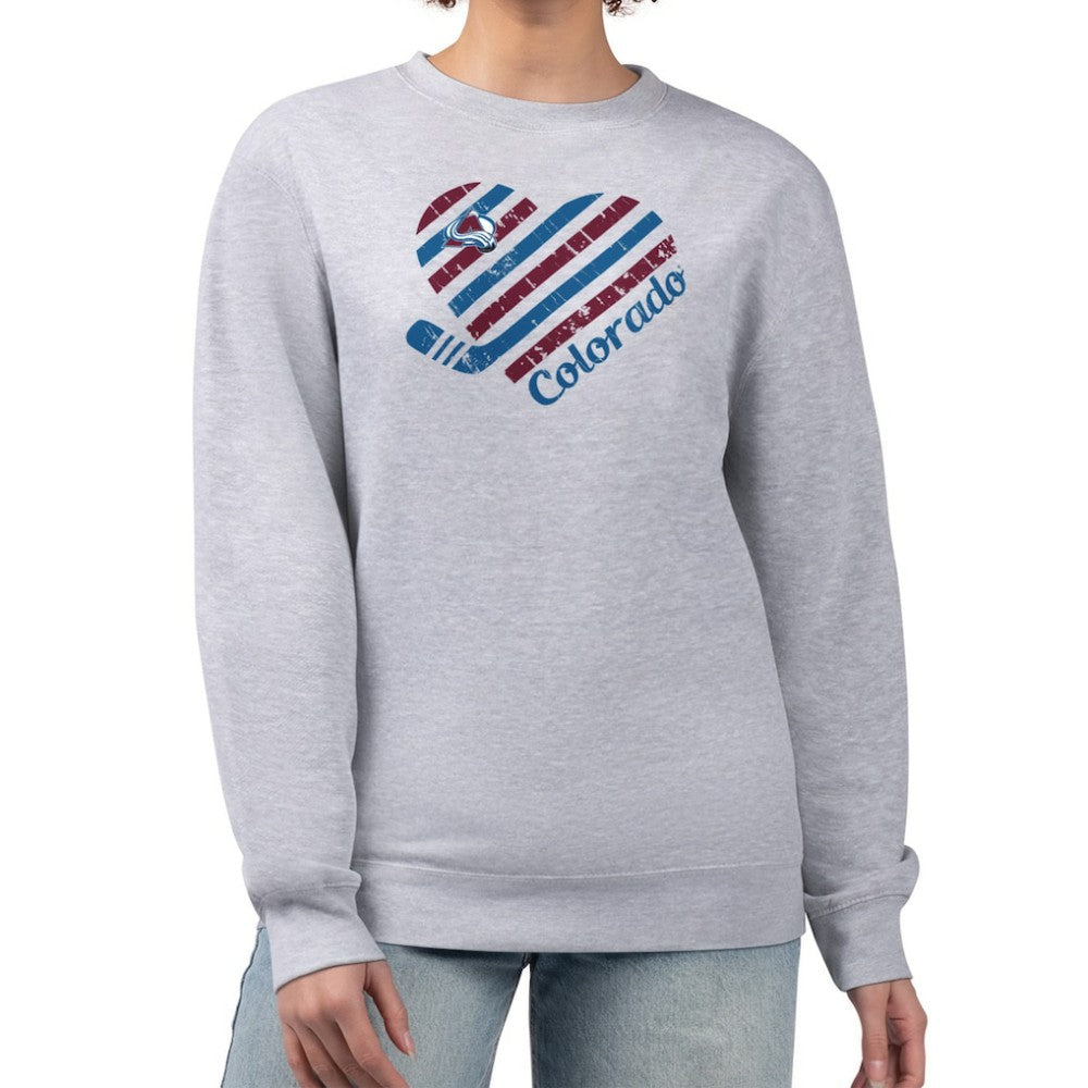 Colorado Avalanche G-III 4Her by Carl Banks Women's Heart Graphic Pullover Sweatshirt - Heather Gray | NHL Lifestyle