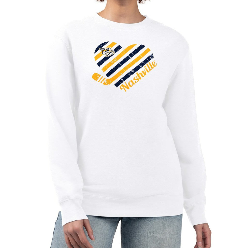 Nashville Predators G-III 4Her by Carl Banks Women's Heart Graphic Pullover Sweatshirt - White | NHL on sale