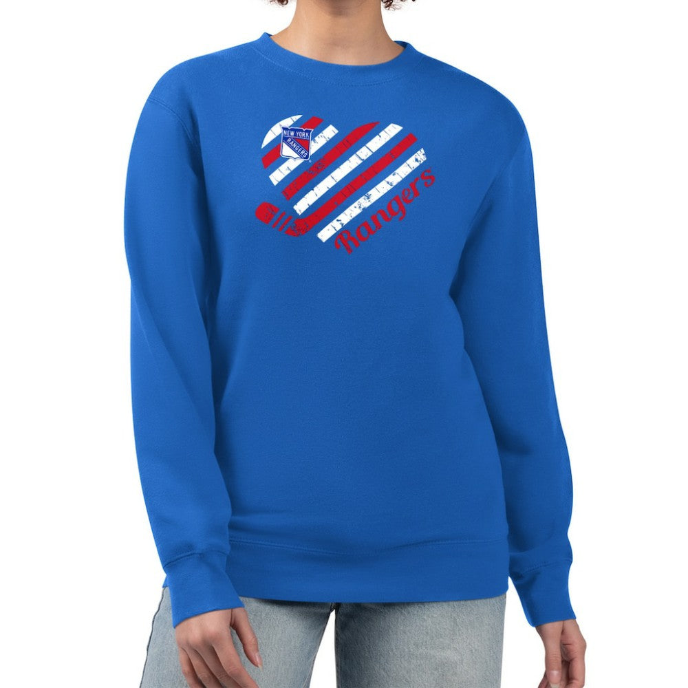 New York Rangers G-III 4Her by Carl Banks Women's Heart Graphic Pullover Sweatshirt - Blue | NHL on sale