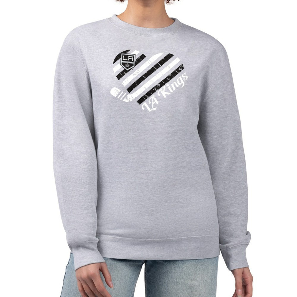 Los Angeles Kings G-III 4Her by Carl Banks Women's Heart Graphic Pullover Sweatshirt - Heather Gray | NHL Lifestyle