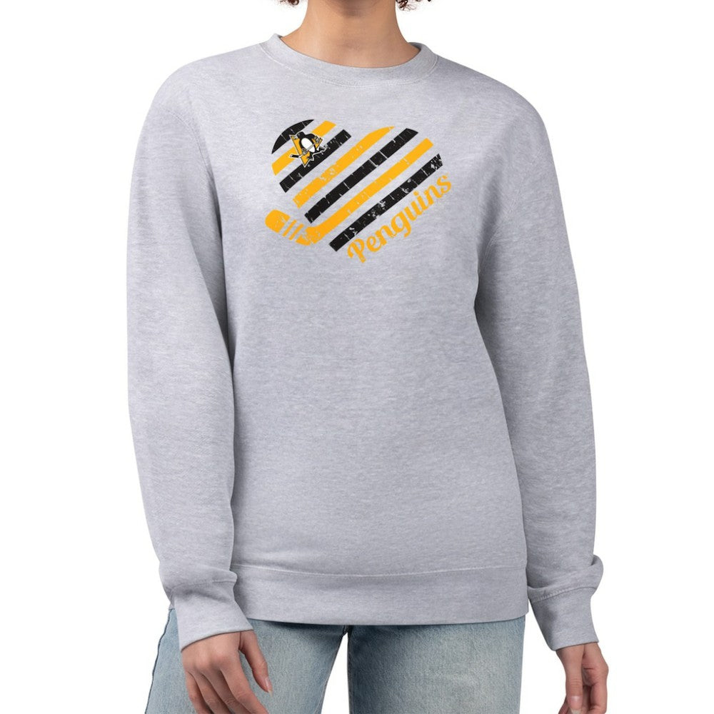 Pittsburgh Penguins G-III 4Her by Carl Banks Women's Heart Graphic Pullover Sweatshirt - Heather Gray | NHL Lifestyle