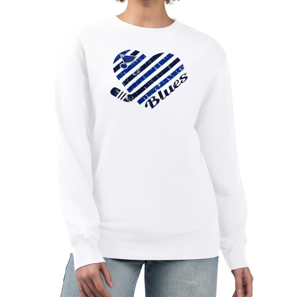 St. Louis Blues G-III 4Her by Carl Banks Women's Heart Graphic Pullover Sweatshirt - White | NHL near me
