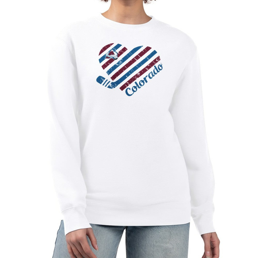 Colorado Avalanche G-III 4Her by Carl Banks Women's Heart Graphic Pullover Sweatshirt - White | NHL on sale