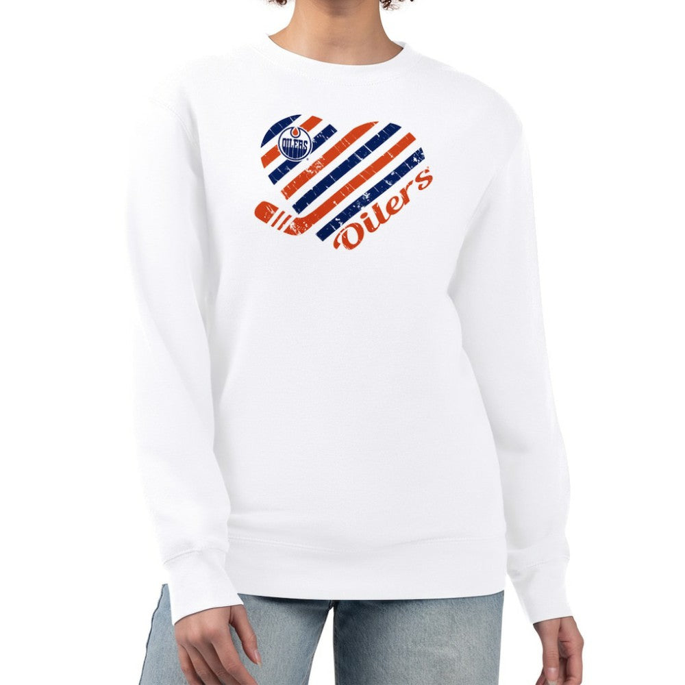 Edmonton Oilers G-III 4Her by Carl Banks Women's Heart Graphic Pullover Sweatshirt - White | NHL sale