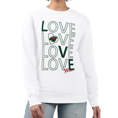 Minnesota Wild G-III 4Her by Carl Banks Women's Lots Of Love Team Logo Graphic Pullover Sweatshirt - White | NHL Clearance
