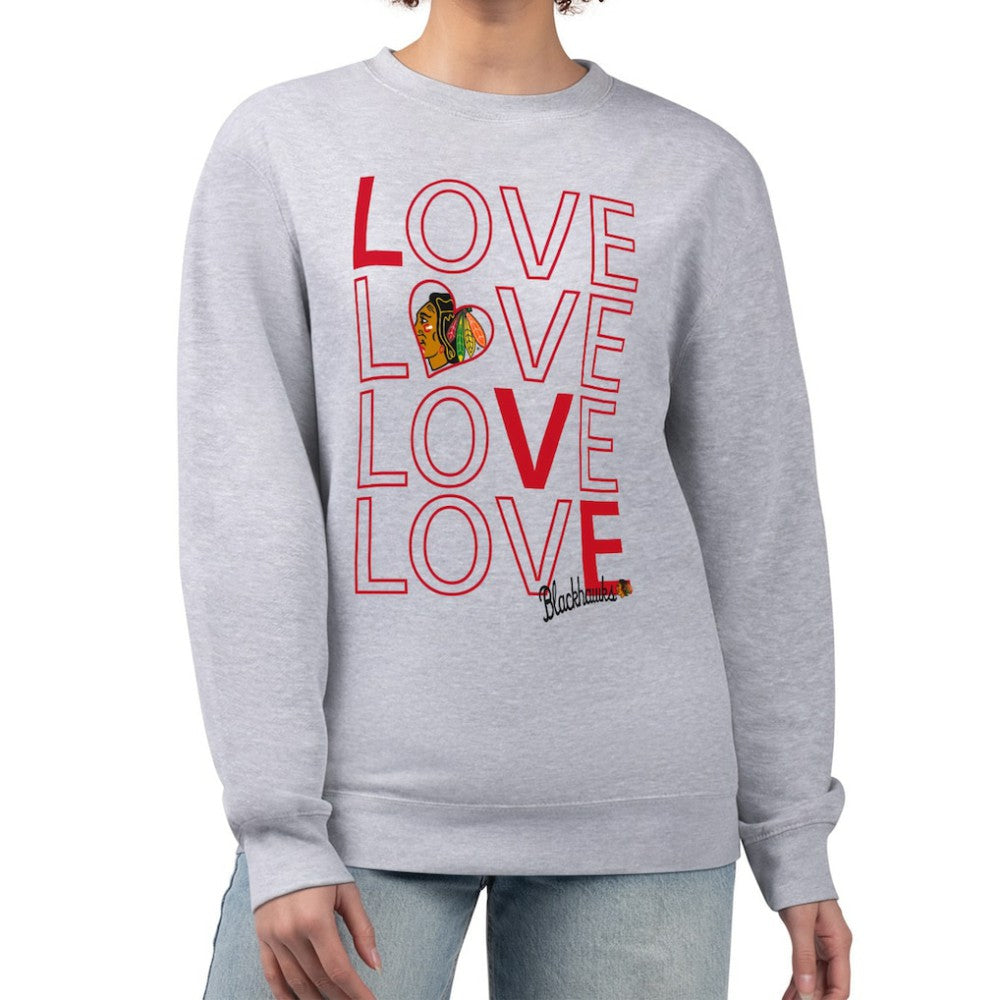 Chicago Blackhawks G-III 4Her by Carl Banks Women's Lots Of Love Team Logo Graphic Pullover Sweatshirt - Heather Gray | NHL online