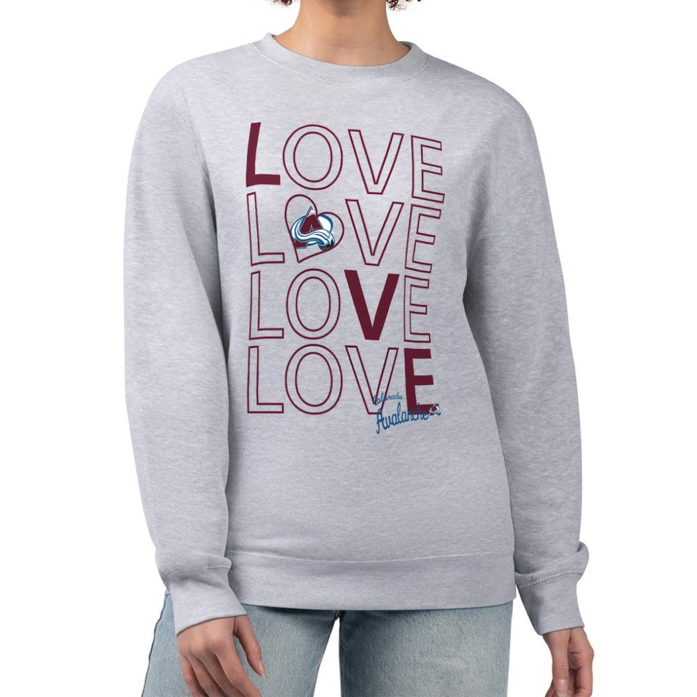 Colorado Avalanche G-III 4Her by Carl Banks Women's Lots Of Love Team Logo Graphic Pullover Sweatshirt - Heather Gray | NHL sale