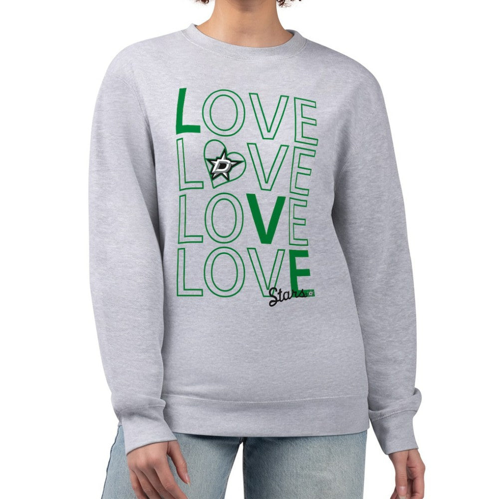 Dallas Stars G-III 4Her by Carl Banks Women's Lots Of Love Team Logo Graphic Pullover Sweatshirt - Heather Gray | NHL Clearance