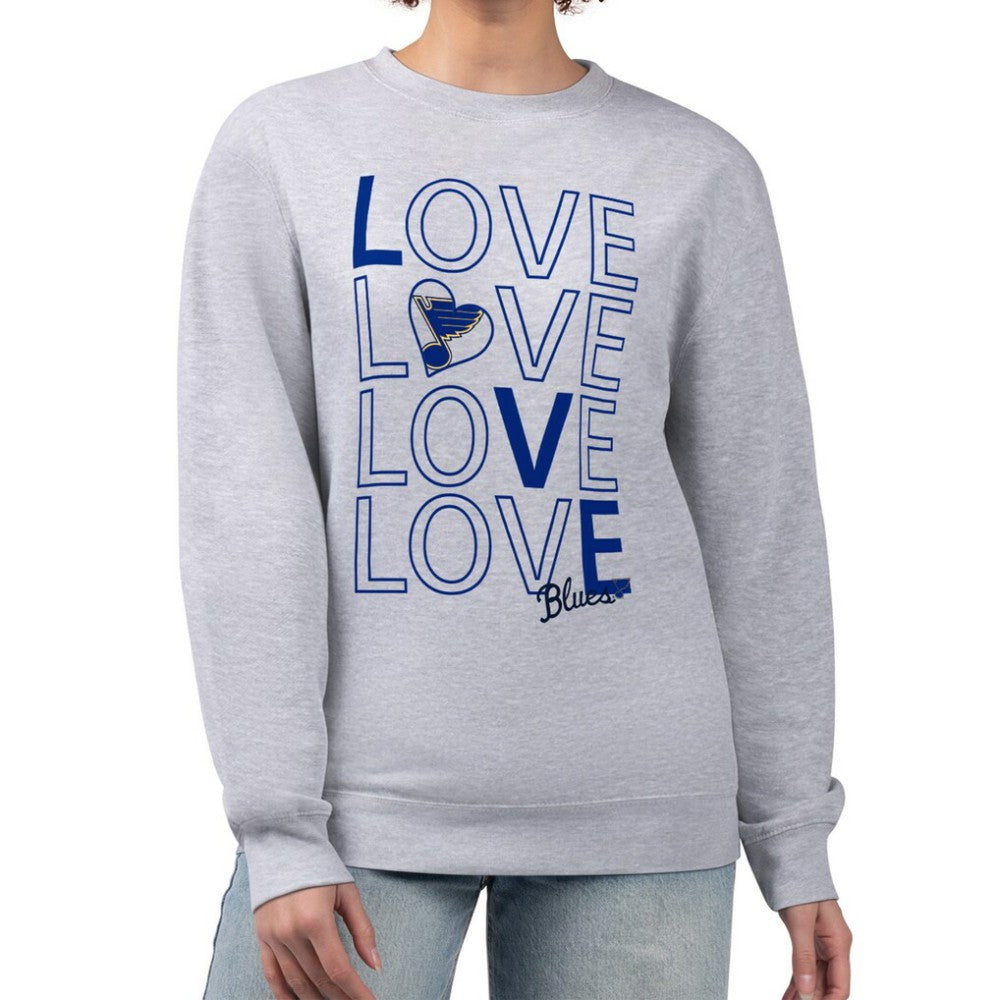 St. Louis Blues G-III 4Her by Carl Banks Women's Lots Of Love Team Logo Graphic Pullover Sweatshirt - Heather Gray | NHL online