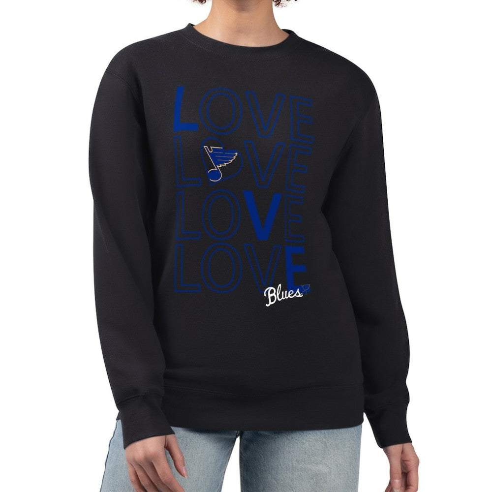St. Louis Blues G-III 4Her by Carl Banks Women's Lots Of Love Team Logo Graphic Pullover Sweatshirt - Black | NHL Clearance