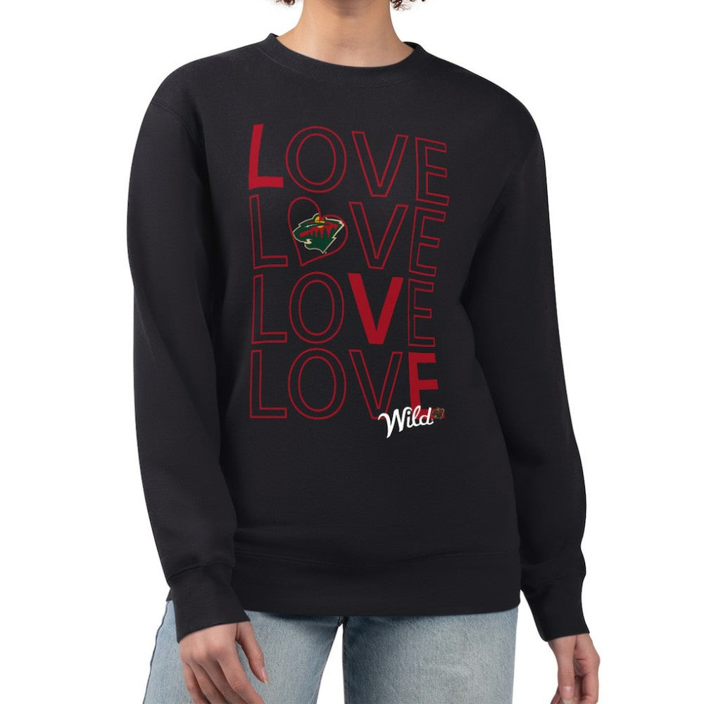 Minnesota Wild G-III 4Her by Carl Banks Women's Lots Of Love Team Logo Graphic Pullover Sweatshirt - Black | NHL Clearance