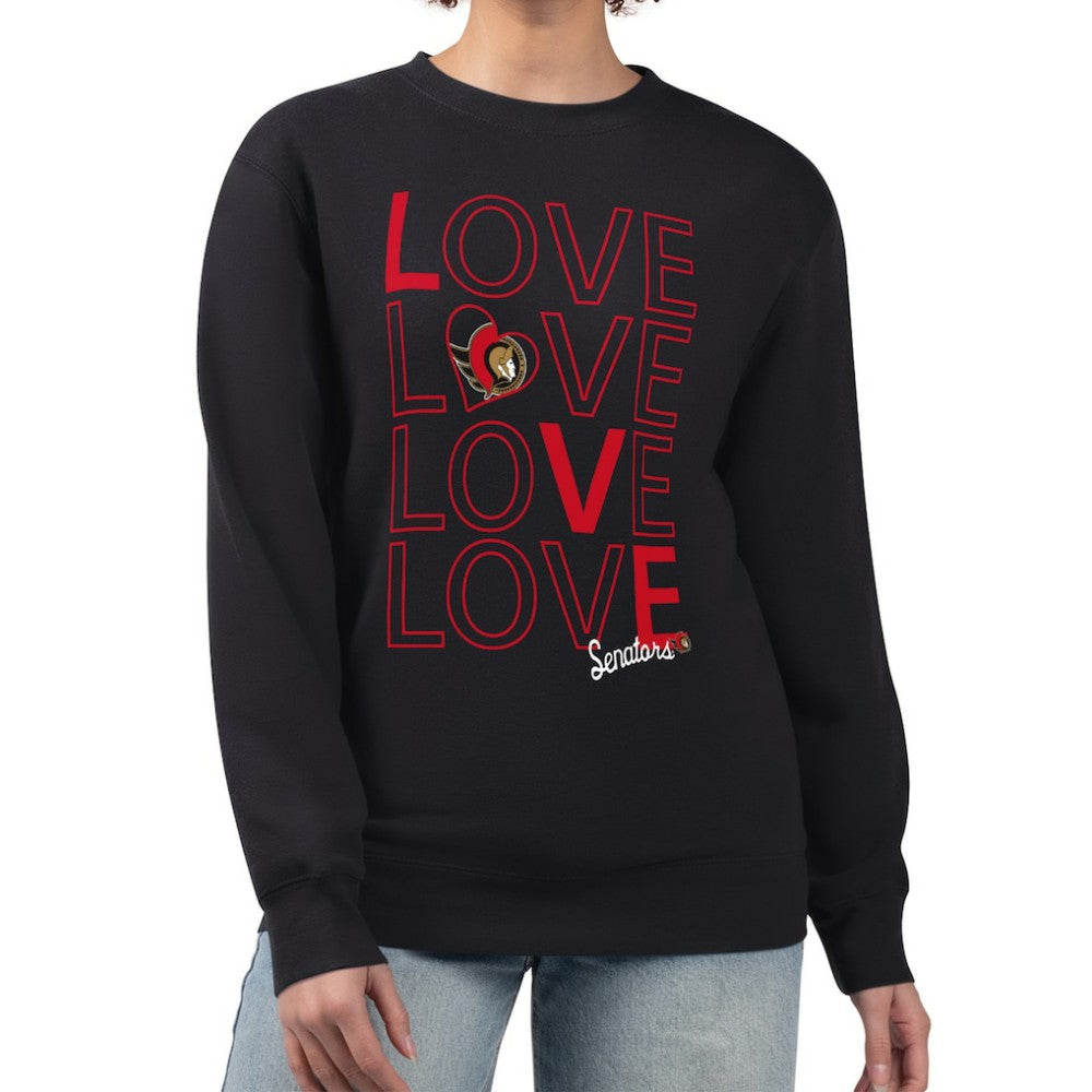 Ottawa Senators G-III 4Her by Carl Banks Women's Lots Of Love Team Logo Graphic Pullover Sweatshirt - Black | NHL Clearance