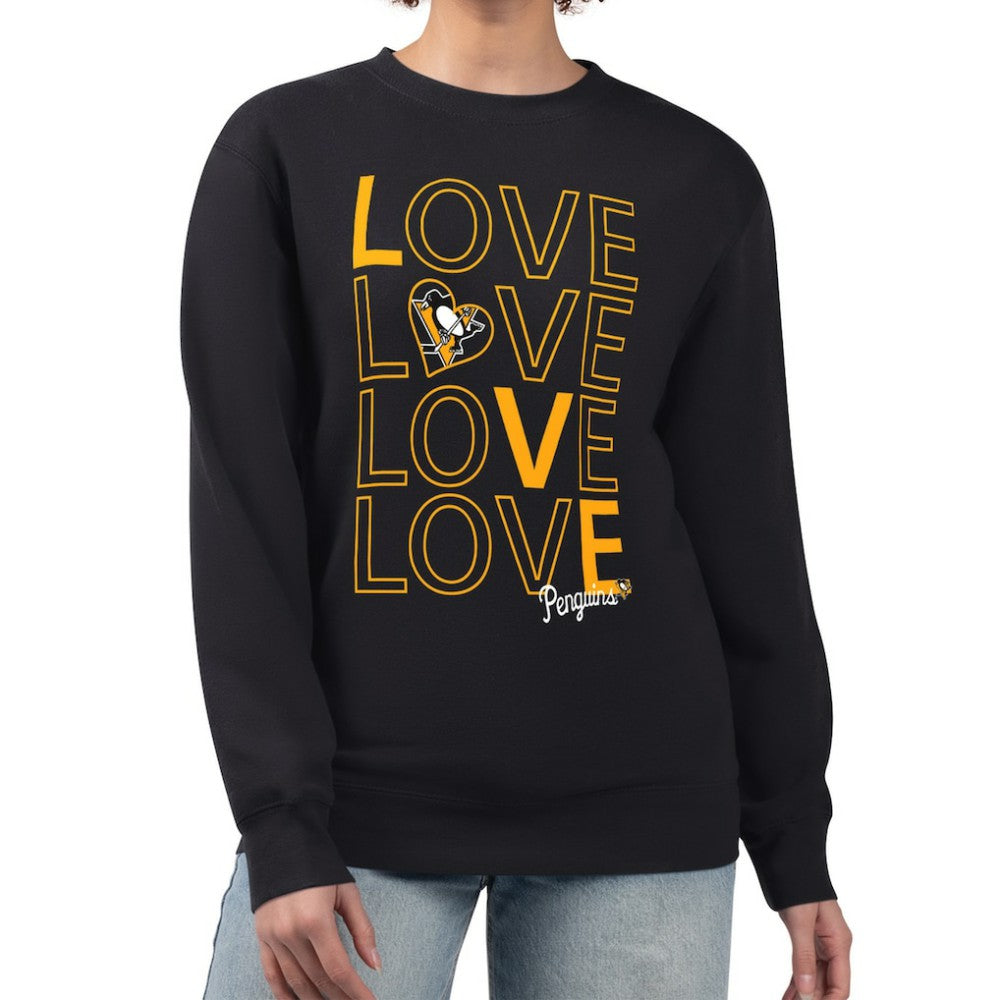 Pittsburgh Penguins G-III 4Her by Carl Banks Women's Lots Of Love Team Logo Graphic Pullover Sweatshirt - Black | NHL Clearance
