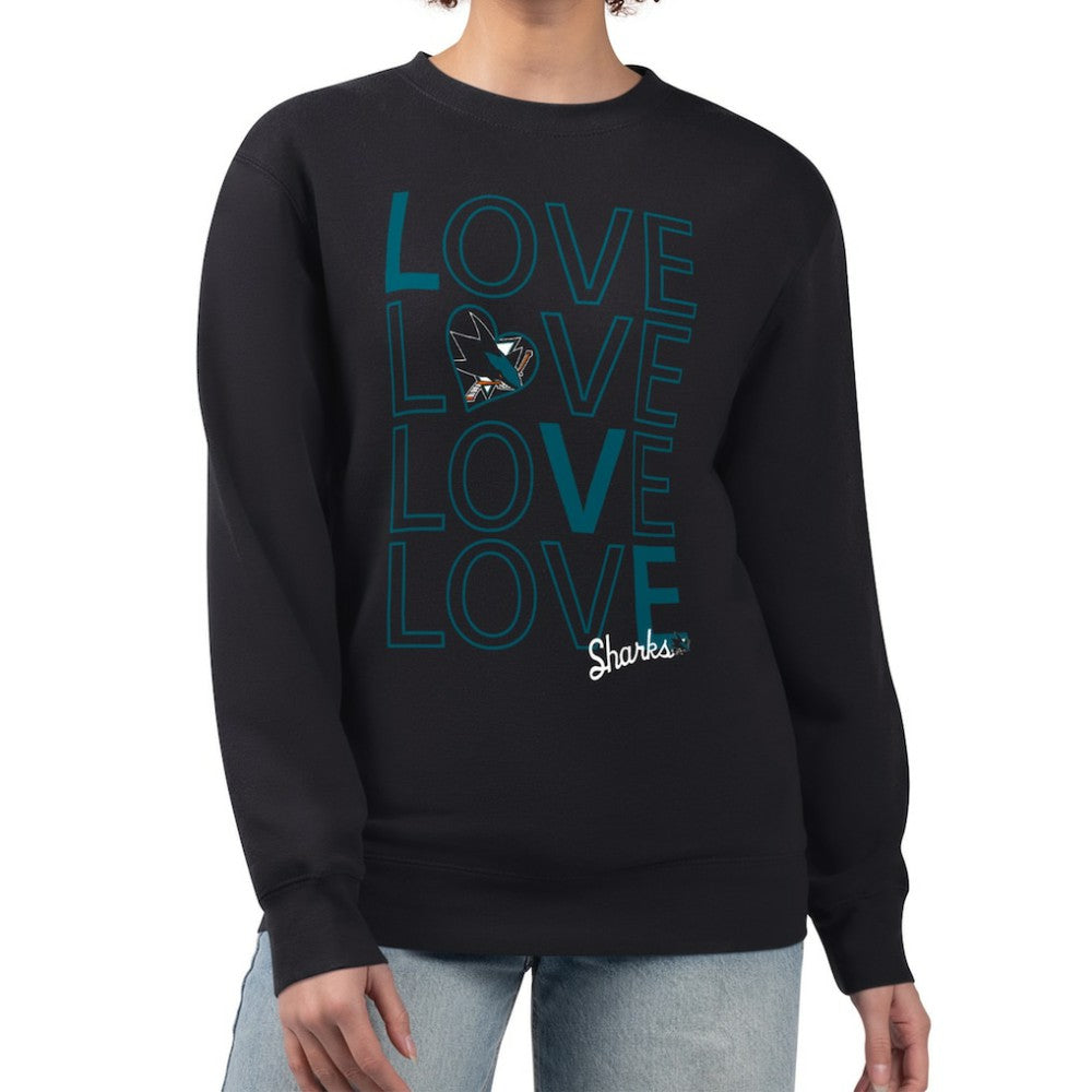 San Jose Sharks G-III 4Her by Carl Banks Women's Lots Of Love Team Logo Graphic Pullover Sweatshirt - Black | NHL sale