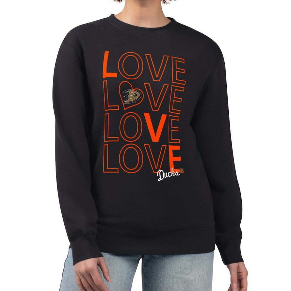 Anaheim Ducks G-III 4Her by Carl Banks Women's Lots Of Love Team Logo Graphic Pullover Sweatshirt - Black | NHL Lifestyle