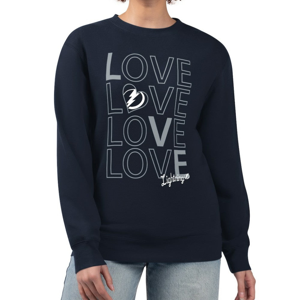 Tampa Bay Lightning G-III 4Her by Carl Banks Women's Lots Of Love Team Logo Graphic Pullover Sweatshirt - Navy | NHL Lifestyle