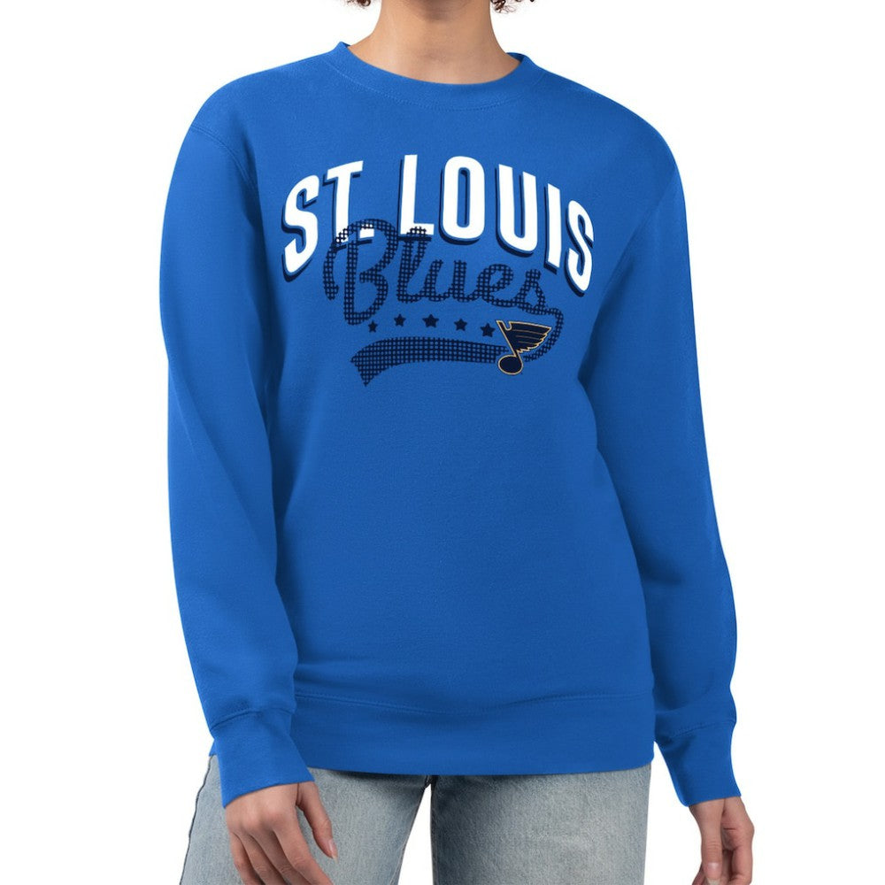 St. Louis Blues G-III 4Her by Carl Banks Women's Filigree Team Graphic Fleece Pullover Sweatshirt - Blue | NHL online