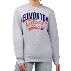 Edmonton Oilers G-III 4Her by Carl Banks Women's Filigree Team Graphic Fleece Pullover Sweatshirt - Heather Gray | NHL near me
