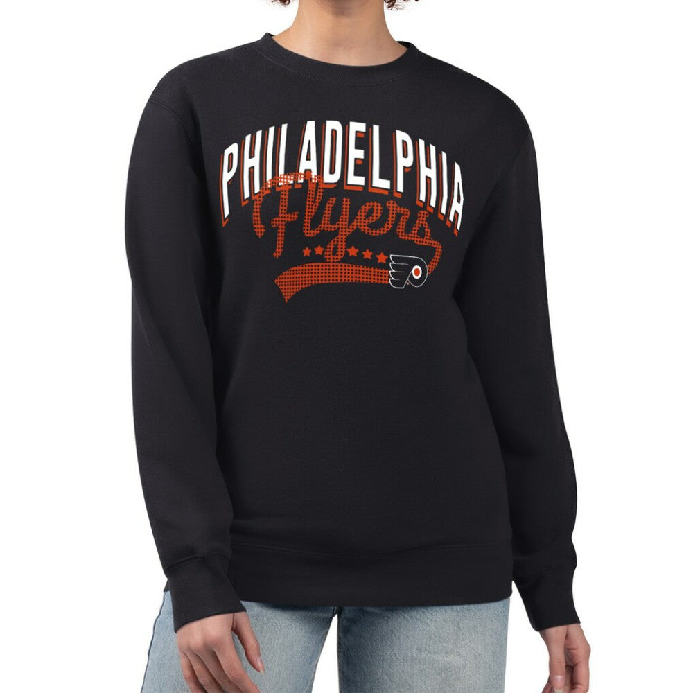 Philadelphia Flyers G-III 4Her by Carl Banks Women's Filigree Team Graphic Fleece Pullover Sweatshirt - Black | NHL Clearance